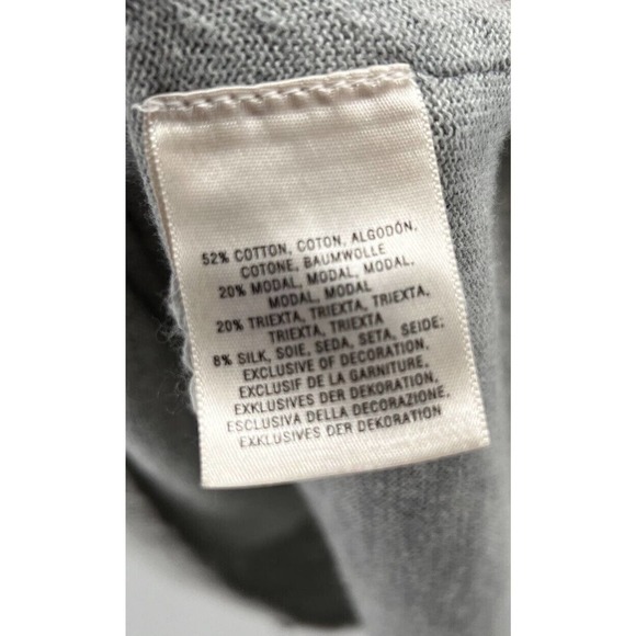 ANTHROPOLOGIE Knit Top W/Beaded Neckline Light Gray Short Sleeve Size M - Picture 10 of 12